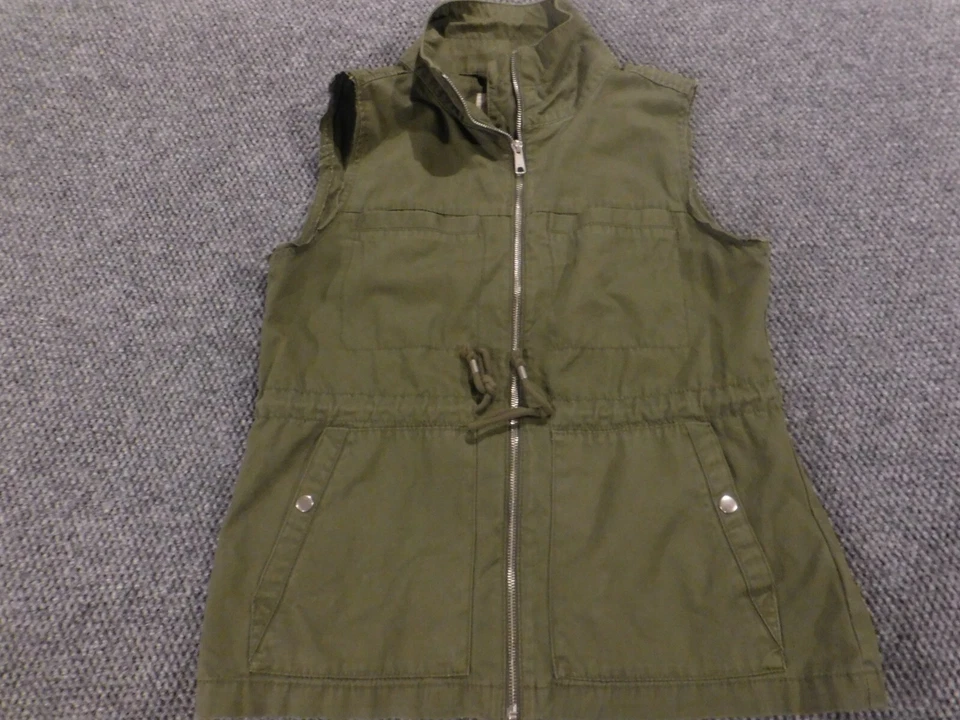 Chaqueta de mujer Old Navy verde medio cremallera completa chaleco sin mangas Foto 2 de 4