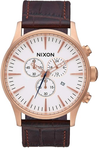 NIXON 38 20 LEATHEA Rose Gold Timepiece Wristwatch Genuine 
