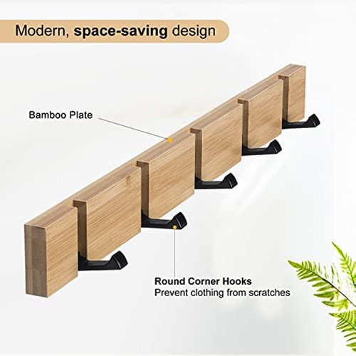 Hakenleiste Kleiderhaken Hakenleiste Wandgarderobe Haken Klappbar Aufhänger 50cm - Bild 6 von 18