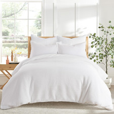 Bright White Cloud Waffle Comforter Set - Full/Queen with 2 Pillow Cases