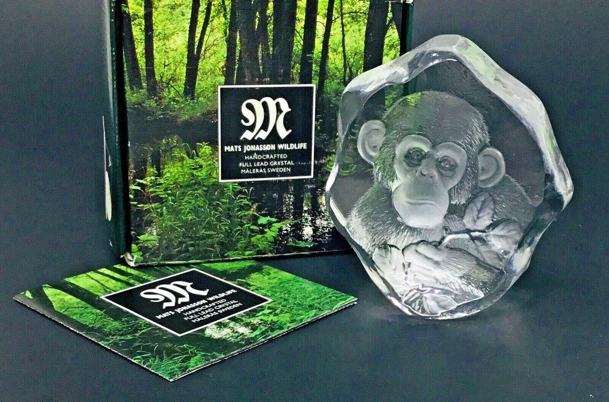 MATS JONSSON クリスタル 猫 レリーフ Mats Jonasson Sweden Wolf