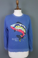 Kenzo Paris Blue Animals Printed Sweater Sweatshirt Size L