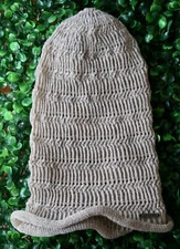 CHARM Slouchy Crochet Sweater Knit Beanie Hat Unisex OS Slouch Skull Cap Beige