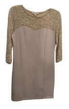 Forever 21 Dress Lace Top Bodycon Sheath Poly Spandex Pull On 3/4 Sleeve Large