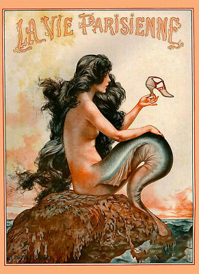 La Vie Parisienne Cover Mermaid Siren Fashion Shoes Vintage Poster Repro FREE SH