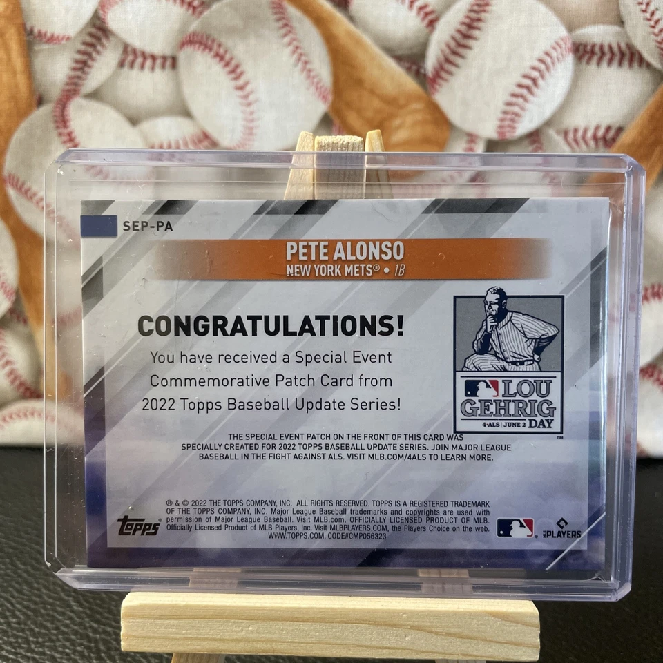 🔥 Pete Alonso 2022 Topps Update Special Event Patch Card ⚾️ Lou Gerhig Day - Image 2 of 2