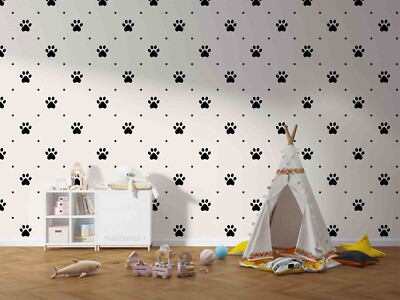3D Bear Footprint Vector Wallpaper Wall Mural Removable Self-adhesive 8