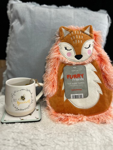 Hot Water Bottle with Cover 1L Cute Fur Soft Plush Toy Animal Novelty Heat Bag - Picture 7 of 13