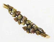 Antique Tri Color 14K Gold Ivy Leaf Foliate Bar Pin 4.4 Gr.