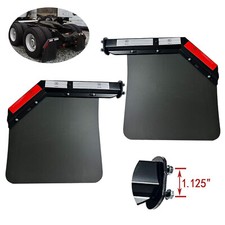 Universal Semi-Truck Angled HD Spring Loaded Mud Flap Hanger Kit&Mudflap 24"x24"