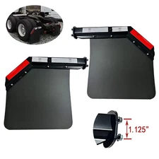 Universal Semi-Truck Angled HD Spring Loaded Mud Flap Hanger Kit&Mudflap 24"x24"