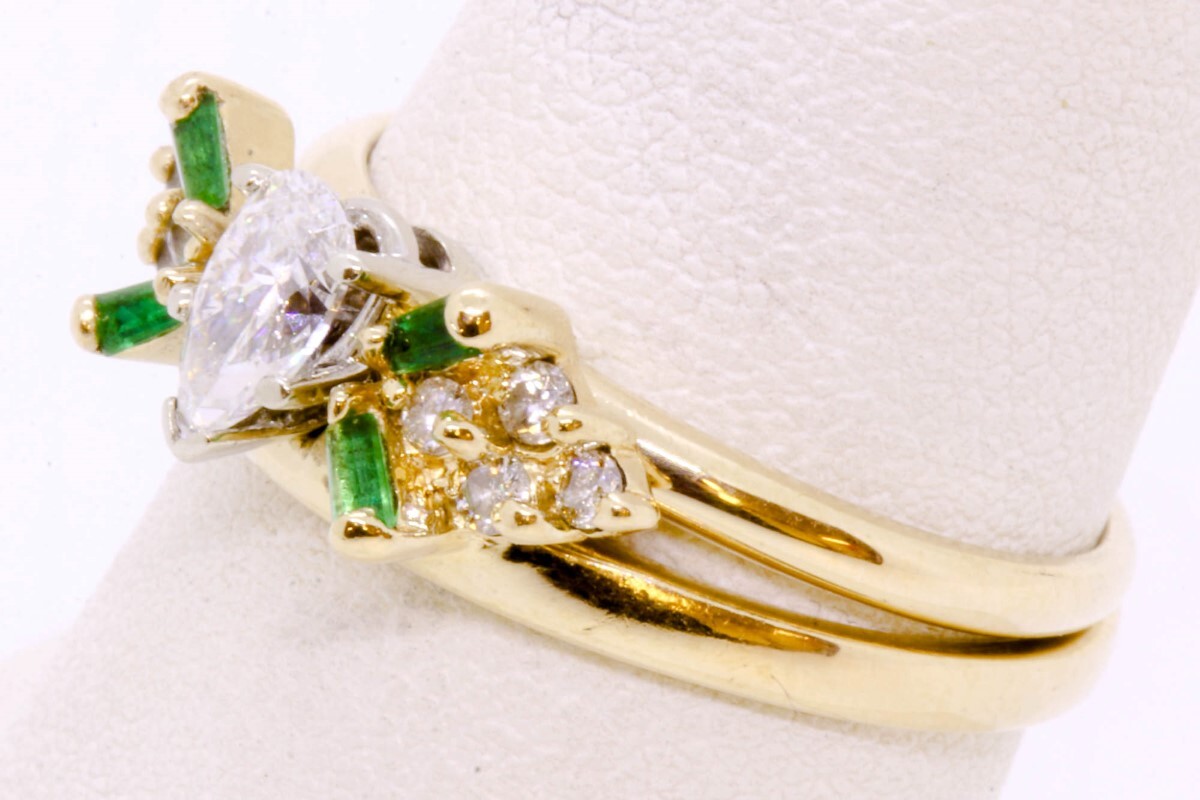 Exquisite 14K Solid Solid Yellow Gold Pear Diamon… - image 6