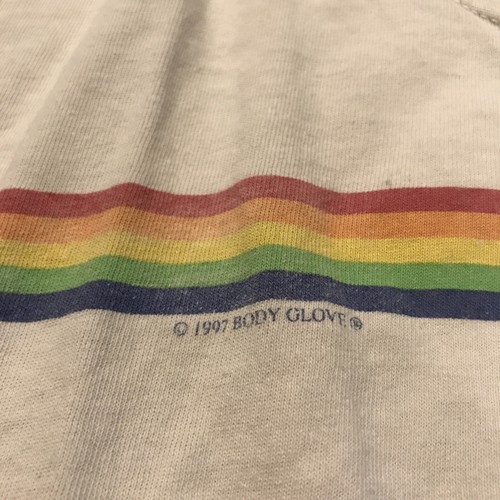 Vintage 1997 Body Glove Rainbow Graphic White Tank Top Muscle Shirt Size L A34 - Picture 2 of 5
