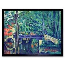 Paul Cezanne Bridge Forest Old Master Painting 12X16 Inch Framed Art Print