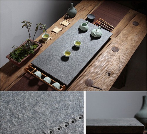 Stone Tea Tray Multi-size Tea Table China Black Stone Serving Tray Nature Stone - Picture 4 of 11