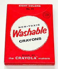 Rare 1950s - 60s Unused Red Box Of 8 Crayola Crayons  41 Washable New NOS NEW