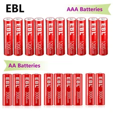 EBL AA Batteries 1.5V Rechargeable 2000mah Li-ion Double A/ Battery Charger Lot