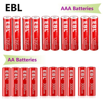 EBL AA Batteries 1.5V Rechargeable 2000mah Li-ion Double A/ Battery Charger Lot