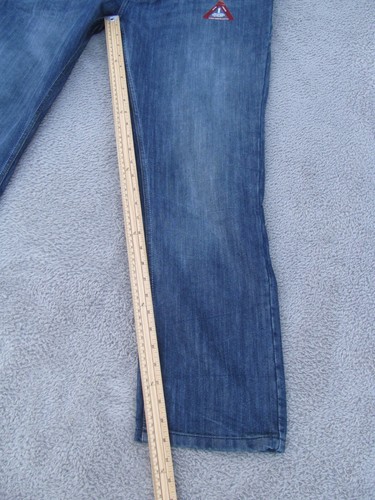 Crosshat Jeans Mens W38 L30 With Belt Straight Button Fly Blue Denim - Picture 6 of 15