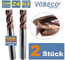 2 Stück VHM HPC Fräser, Schaftfräser Z=4  Ø 1 - 12 mm, TiSiN VOBECO TOPLEISTUNG
