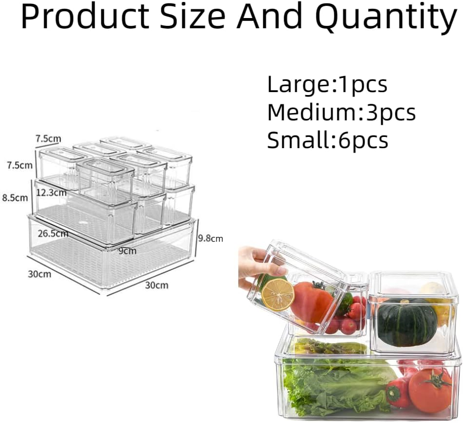 Sightday 10 Pack Fridge Organisers With Lids,Fridge Storage Containers
