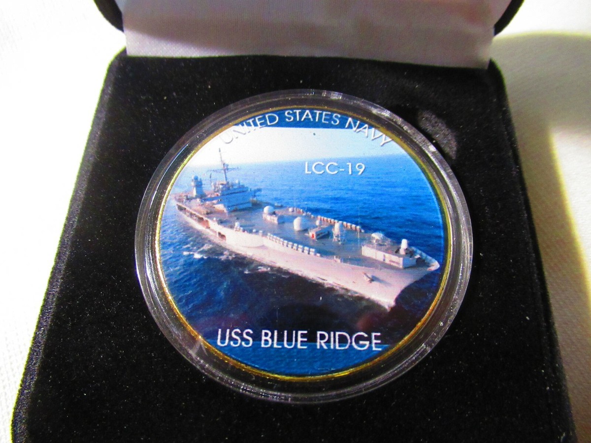 US NAVY - USS BLUE RIDGE (LCC-19) Challenge Coin w/ Presentation Box | eBay