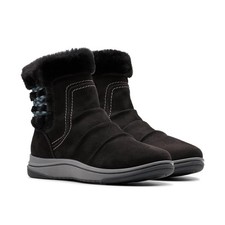 Clarks CloudSteppers Women's Breeze Cozy Ankle Boot, Black, 8 M US