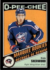 2019-20 O-Pee-Chee Retro Black Border Kole Sherwood Rookie 039/100 Columbus Blue
