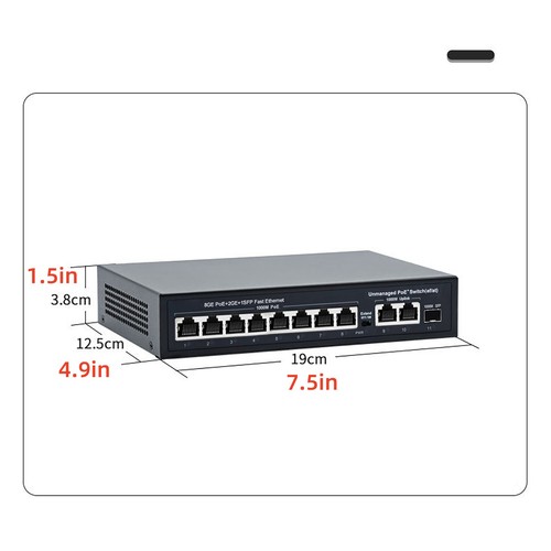 10 Port Gigabit PoE Switch +2 Gigabit Uplinks, Max Output 120W, IEEE802.3af/at - Picture 10 of 11
