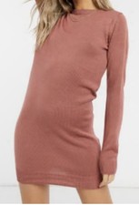 Brave Soul, New W Tags Crew Neck Dusty Rose Pink Sweater Dress Soft Comfortable