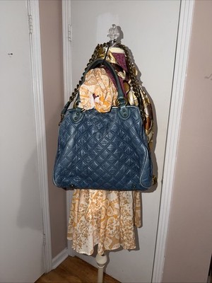 Marc Jacobs Turquoise Stam Quilted Leather Bag With Broken Clasp