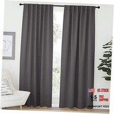 Blackout Living Room Curtains 80 inches Long, 52"W x 80"L Pack of 2 Grey