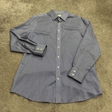 Charles Tyrwhitt Slim Fit Non-Iron Dress Shirt Men 17/35 Blue White Check Cotton
