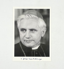 Papst Pope Benedikt Kard. Ratzinger signiert Unterschrift signed Autogramm Karte