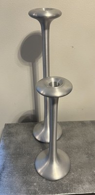 2 Ikea Kagla Aluminum Candle Holders -  Carl Ojerstam Sweden 14 1/2  &  10 