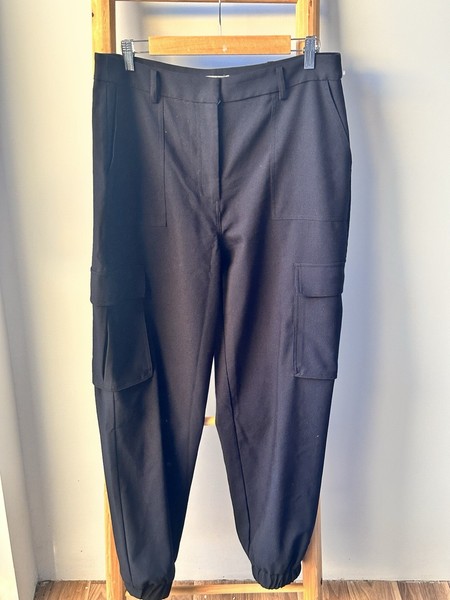 SASS Pants Size 14 Work Dress Corporate Cargo Black Cuffed 
