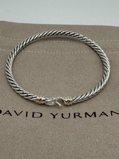 David Yurman Sterling Silver & 14k Gold Flex 4mm Classic Cable Buckle Bracelet