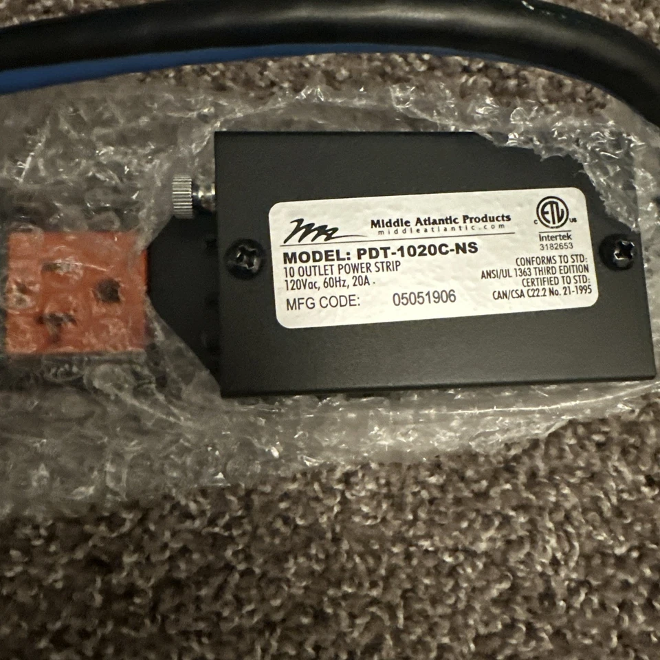 NEW Middle Atlantic PDT-1020C-NS 10 Outlet 20A Power Strip - Image 3 of 4
