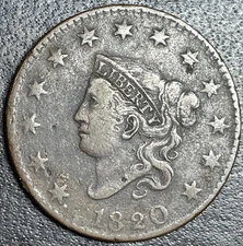 1820 1C Large Date Coronet Head Large Cent