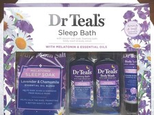 Dr. Teals Sleep Bath   4 Piece Set with Melatonin  Essential Oils   New