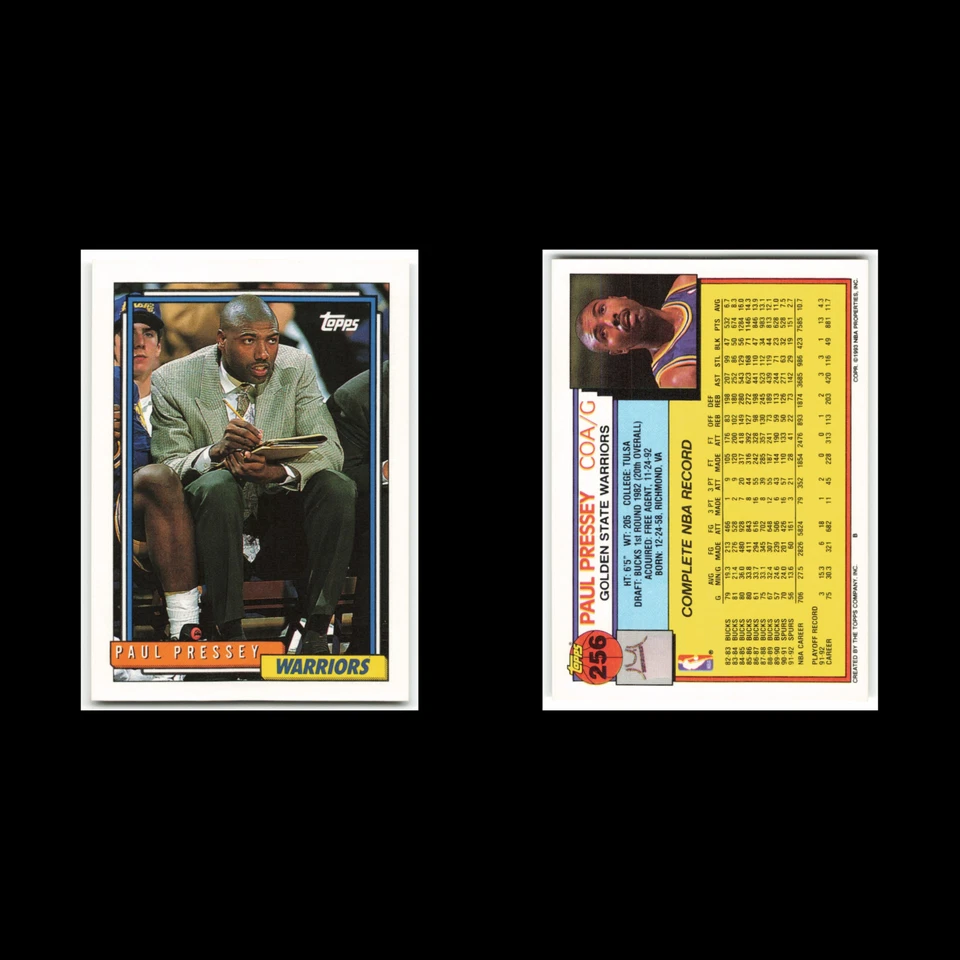 Paul Pressey #256 1992 Topps Golden State Warriors Basketball Card NBA NM - Image 3 of 3
