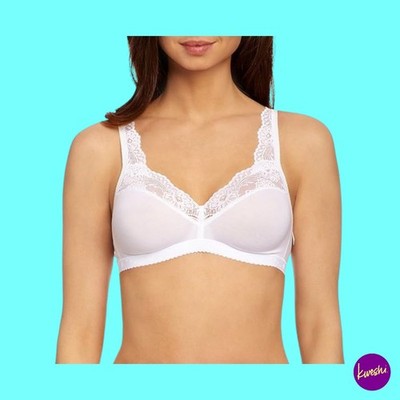SLOGGI Women's Romance Non-Wired Bra, Cotton Blend, White, UK 34A