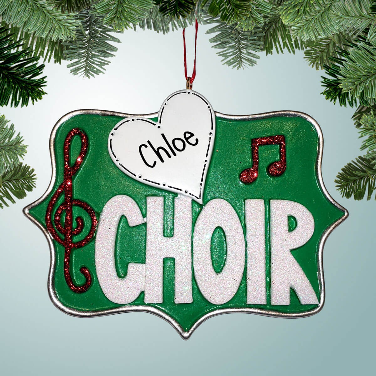 Personalized Choir Sign with Heart Christmas Ornament