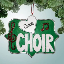 Personalized Choir Sign with Heart Christmas Ornament