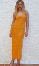 Urban Outfitters Milk It Crochet Maxi Dress Orange XS Boho Festival