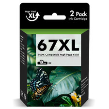 2PK 67XL Ink Cartridge Black For HP ink 67 DeskJet 2700 2755 4155 Envy 6000 6455