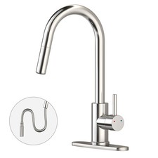 Oersitor Kitchen Faucet with Pull Down Sprayer  Brushed Stainless Steel Single...