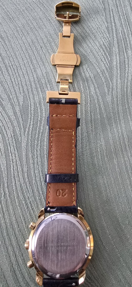 Hamilton Chronograph Swiss Made Gold Watch #8804 Crocodile Band W