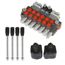 6 Spool Hydraulic Backhoe Directional Control Valve w/ 2 Joysticks, 11GPM
