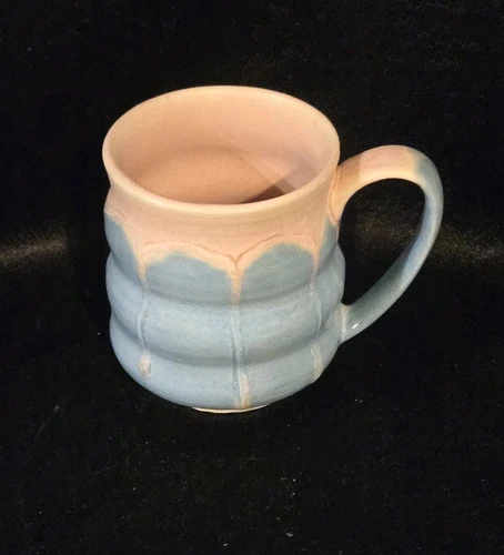 Studio Art Pottery Blue/Pink Drip Glaze Mug Handcrafted M Stoneware 